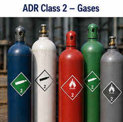 Gas cylinders and industrial gases transported under ADR Class 2 regulations