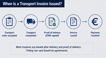 Logistics process showing delivery completion and invoice issuance workflow