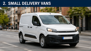 Small delivery van used for express transport and city logistics in Europe